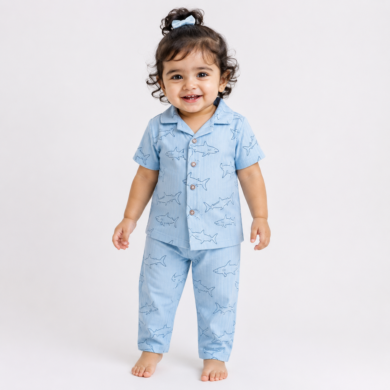 Premium Ribbed Collar Sets (Light Blue Fish)