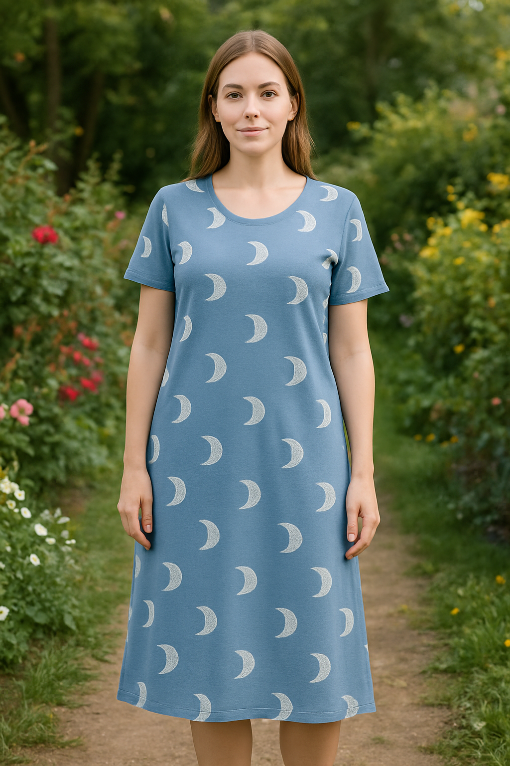 Women's Long POLO A-Line Top ( Crescent)