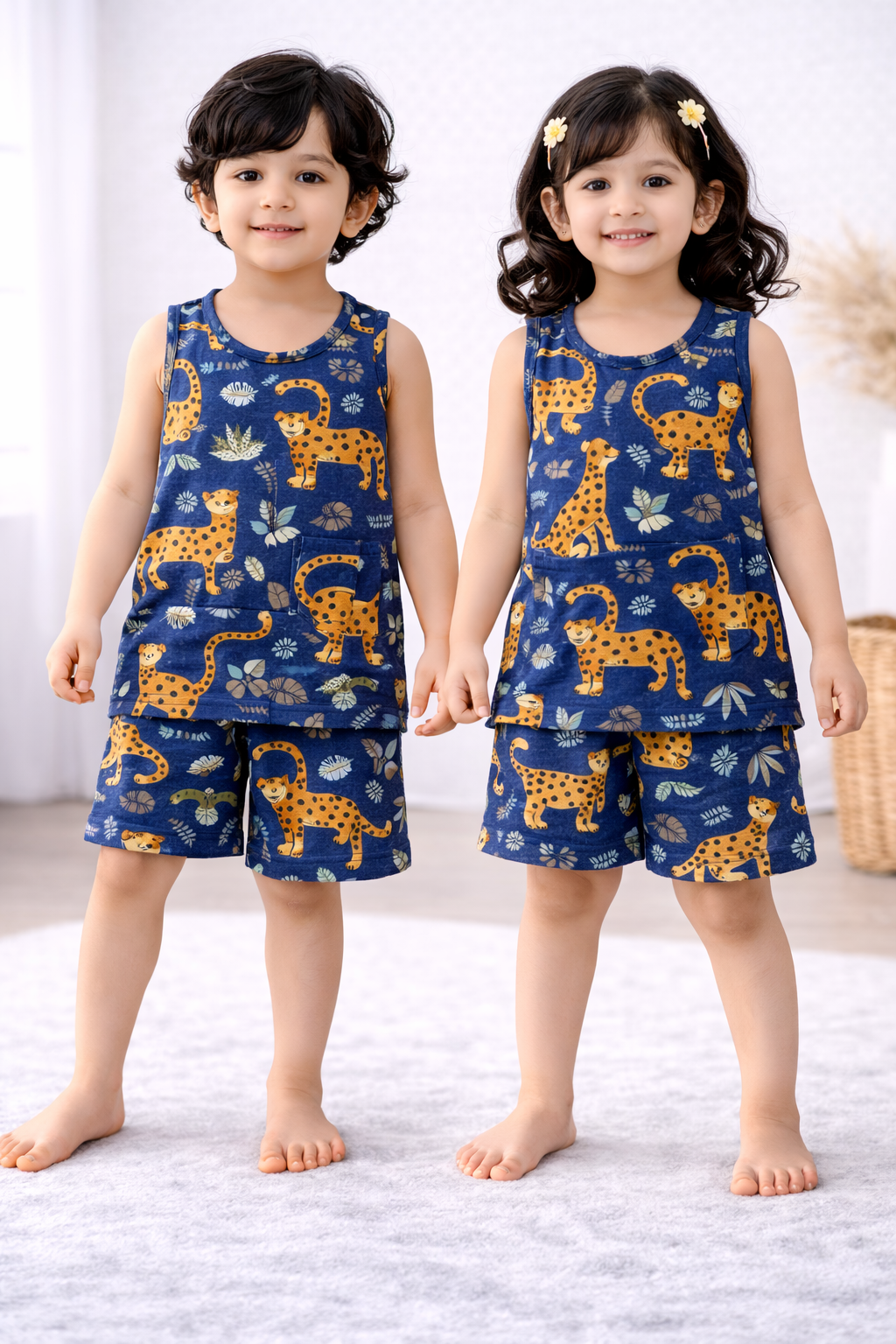 Sleeveless Shorts Sets (Blue Tiger 🐯)