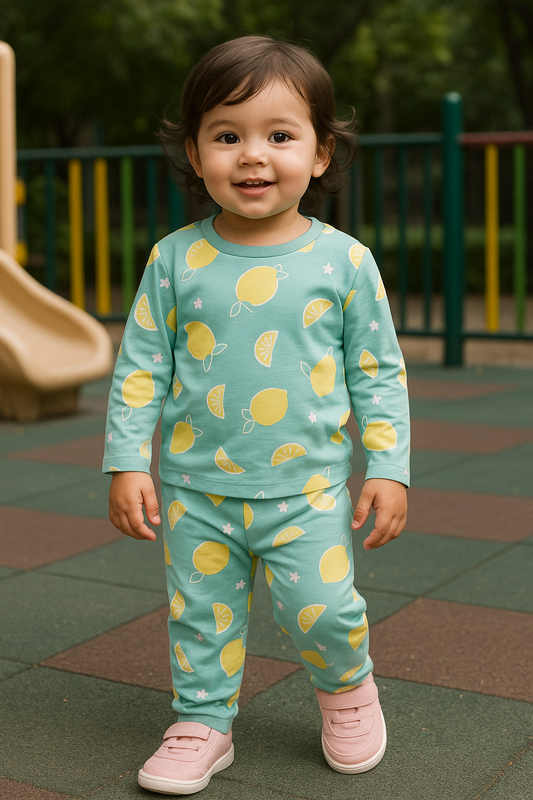 Premium Full sleeves Tshirt with Pant (Blue Lemon) (Yr)