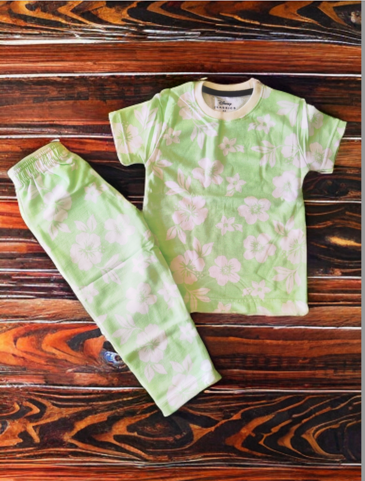 Half Sleeves Pajama Set (Green Floral) - sanright