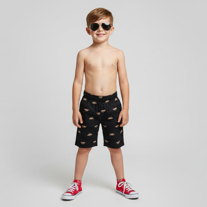 Kids' Printed Shorts - BLACK CAR