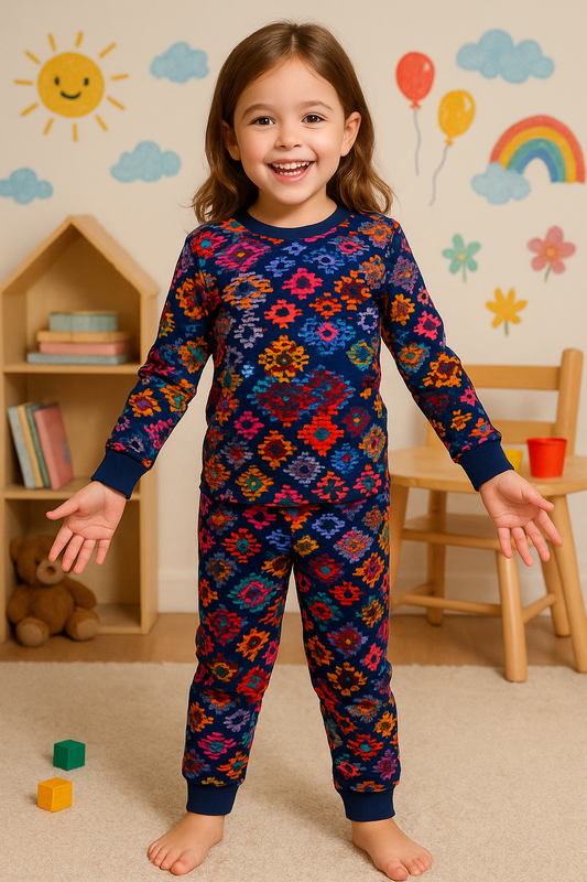 Kids’ Loungewear Set (Multicolour Assymetry) (4-8 Yrs)