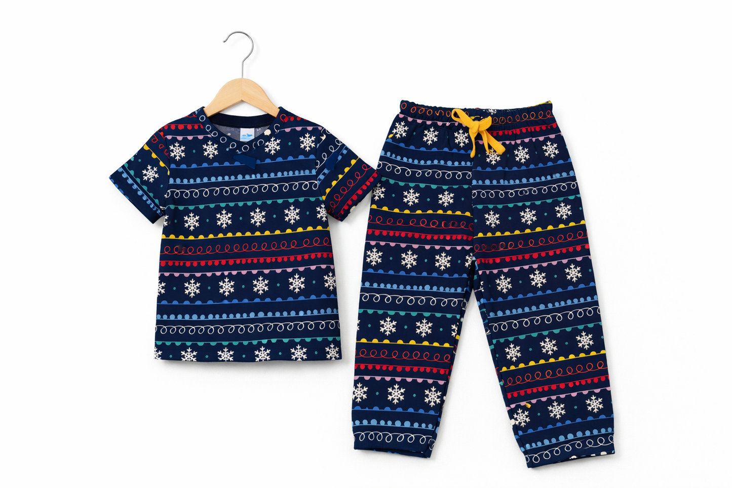 Premium Cotton Half sleeves Tshirt with Pant (Christmas Blue)