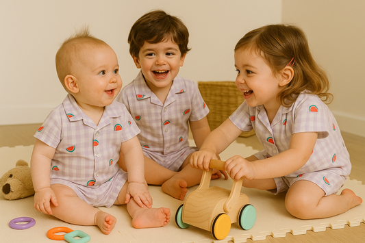 Muslin Front open Tshirt with Shorts Sets (Watermelon)