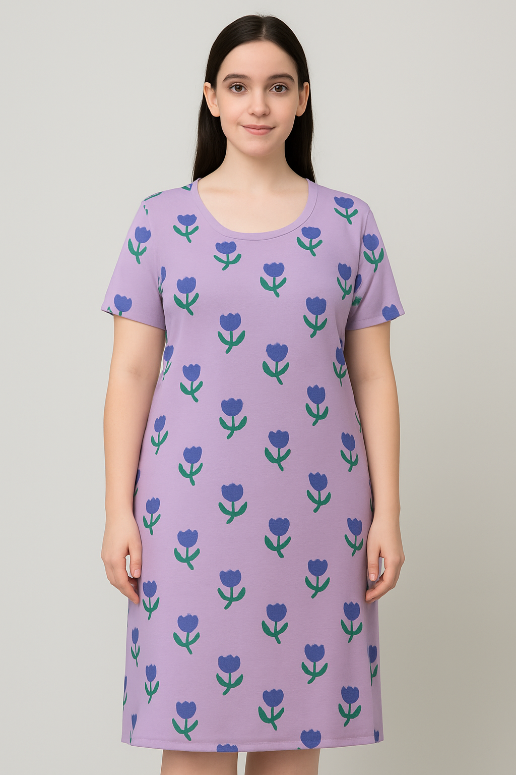 Women's Long POLO A-Line Top (Lavender)