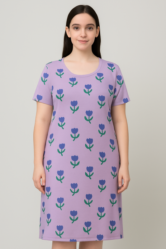 Women's Long POLO A-Line Top (Lavender)