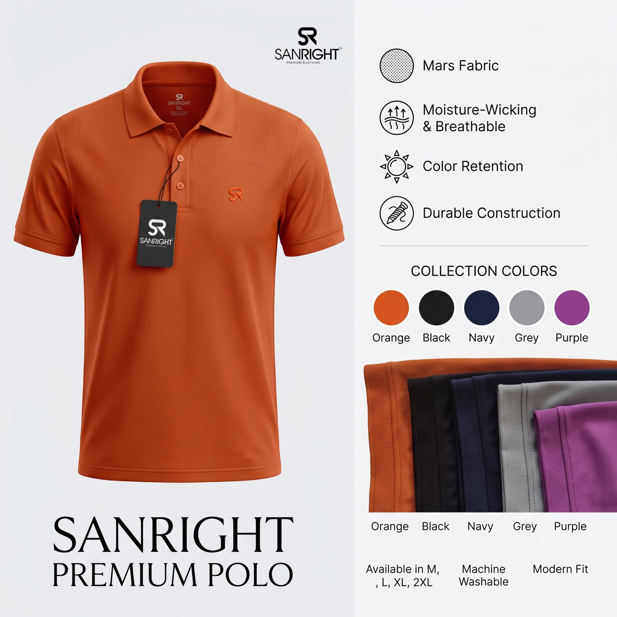 Men's Premium Mars Fabric Performance Polo T-Shirt - BLACK