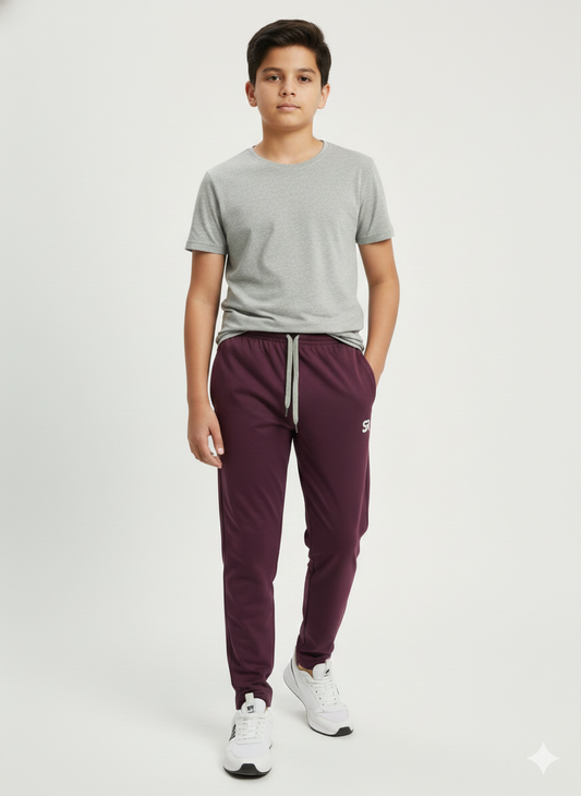 Kid's SANRIGHT SLIM -FIT Track Pant - Wine