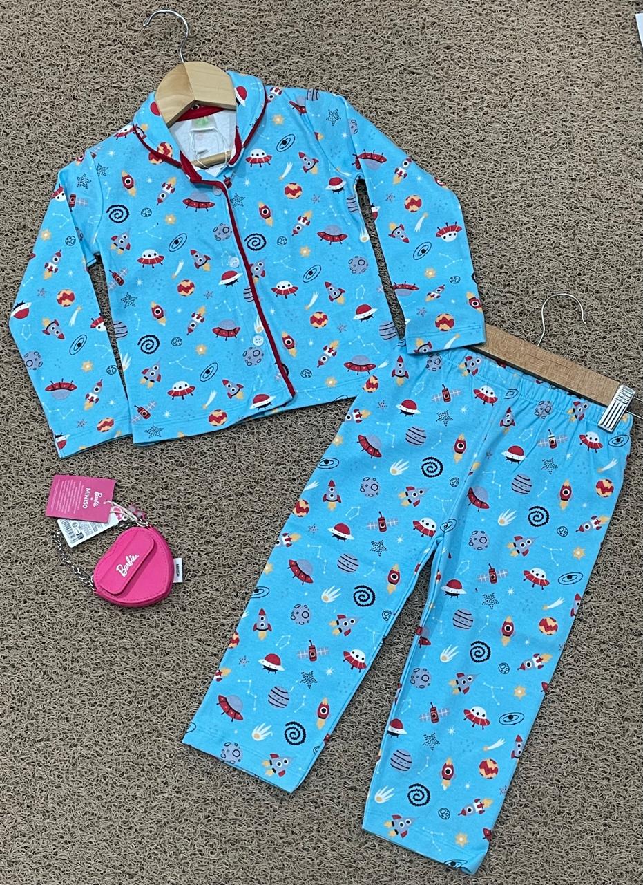 Premium Collar T-Shirt with Pant (Blue Space)