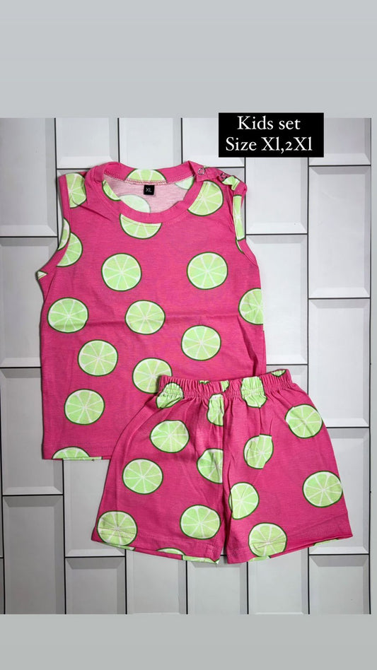 Sleeveless Shorts Sets(Pink Lemon Wheel) - sanright