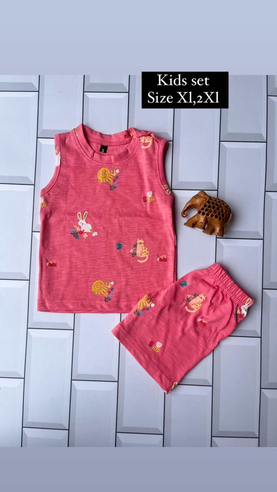 Sleeveless Shorts Sets(Pink Snail) - sanright