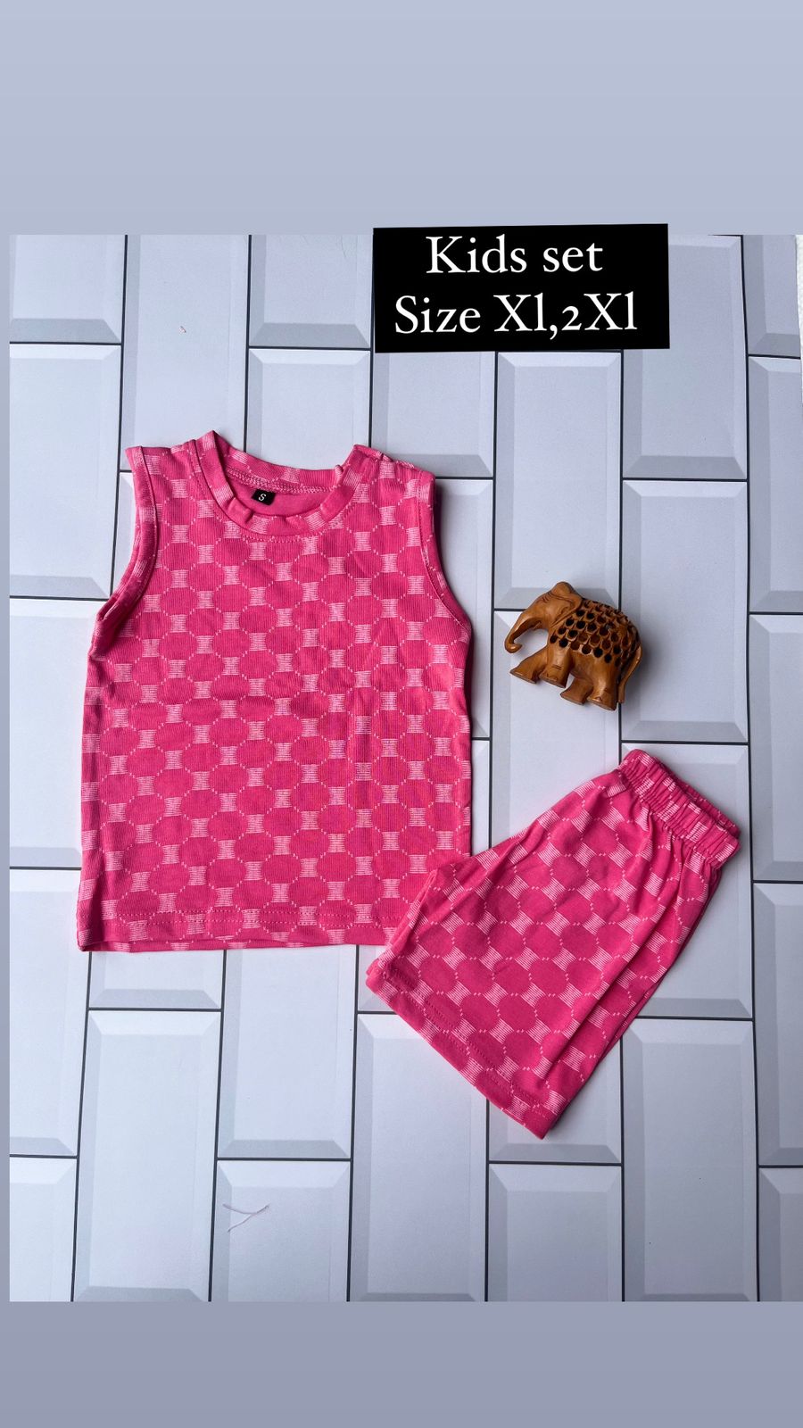 Sleeveless Shorts Sets(Pink small checks) - sanright