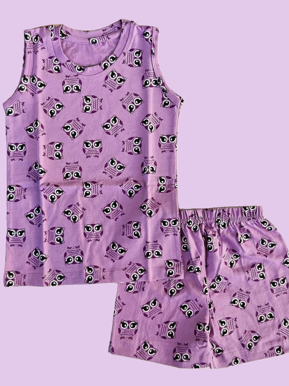 KIDS SLEEVLESS SET PURPLE BIRD - sanright
