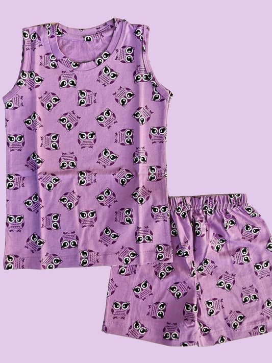 KIDS SLEEVLESS SET PURPLE BIRD - sanright