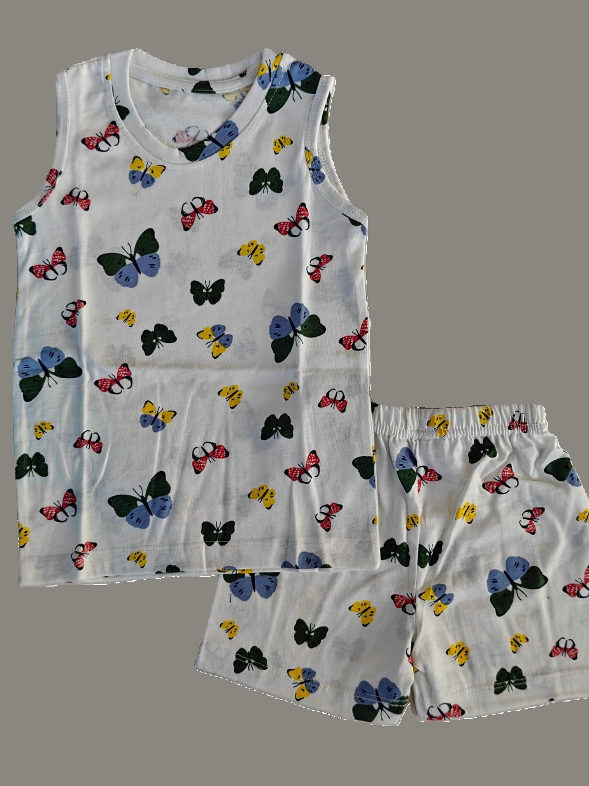 KIDS SLEEVLESS SET WHITE BUTTERFLY - sanright