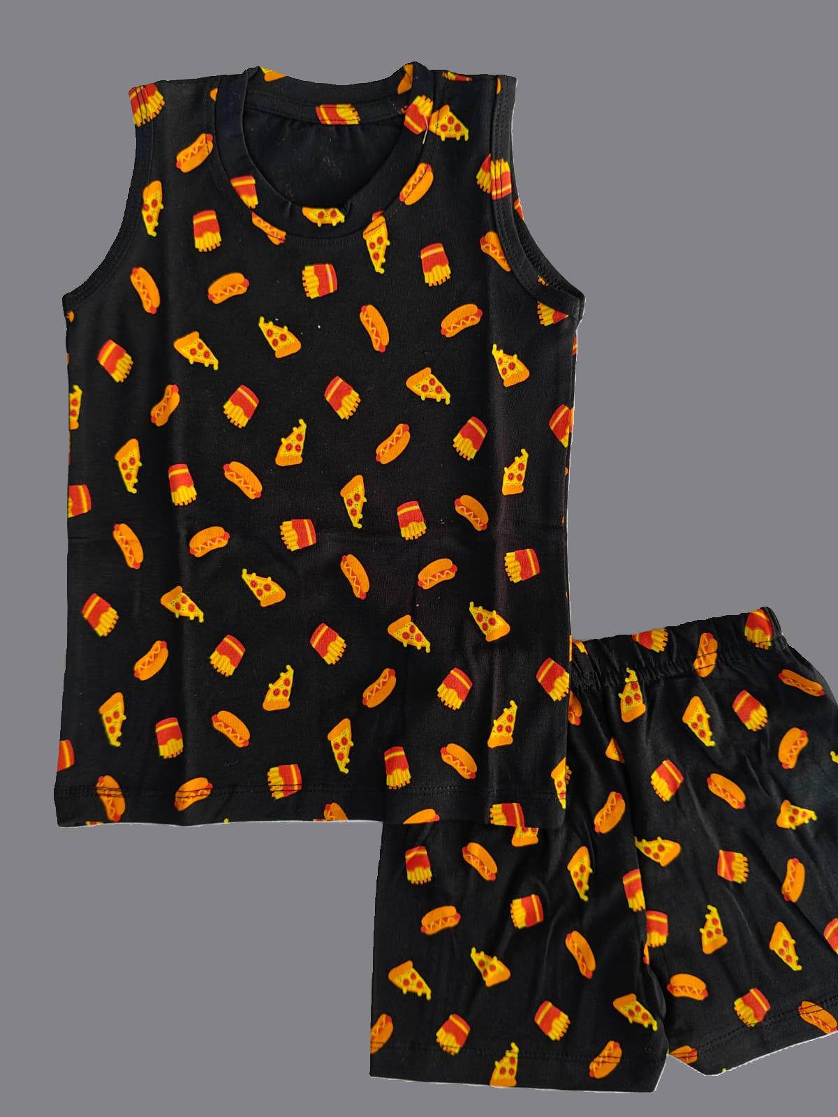 KIDS SLEEVLESS SET BLACK POPCORN - sanright