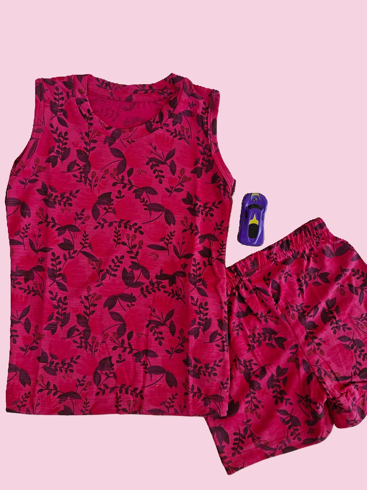 KIDS SLEEVLESS SET RED LEAF - sanright