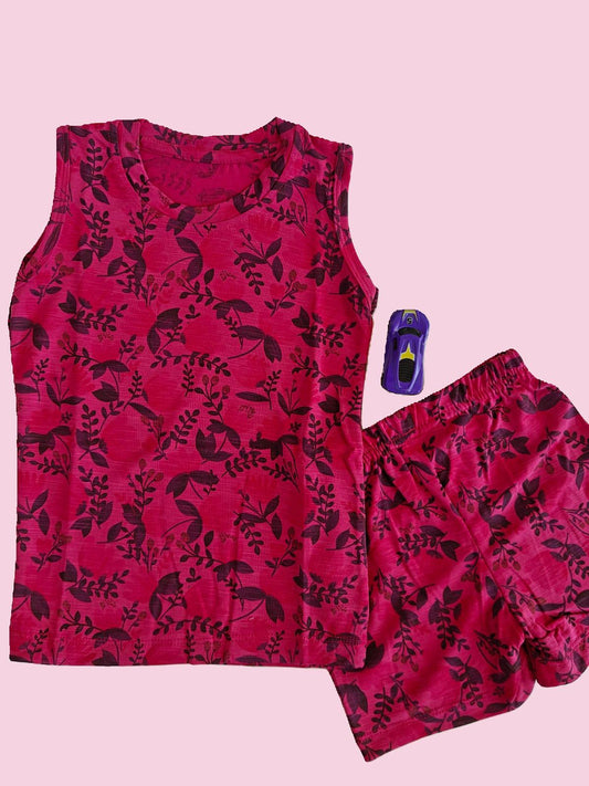 KIDS SLEEVLESS SET RED LEAF - sanright