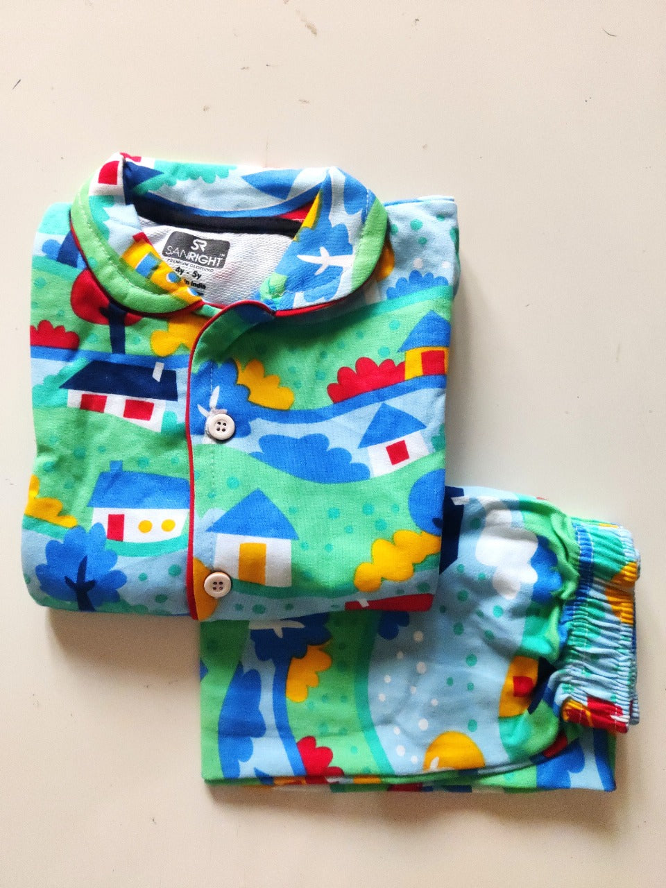 Kid's Collar night Suits (Green House) - sanright