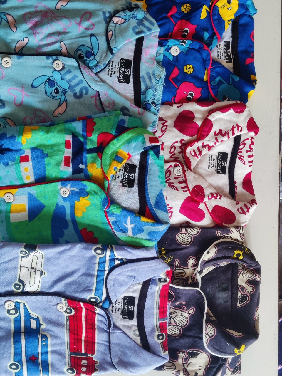 Kid's Collar night Suits (Happy Blue) - sanright