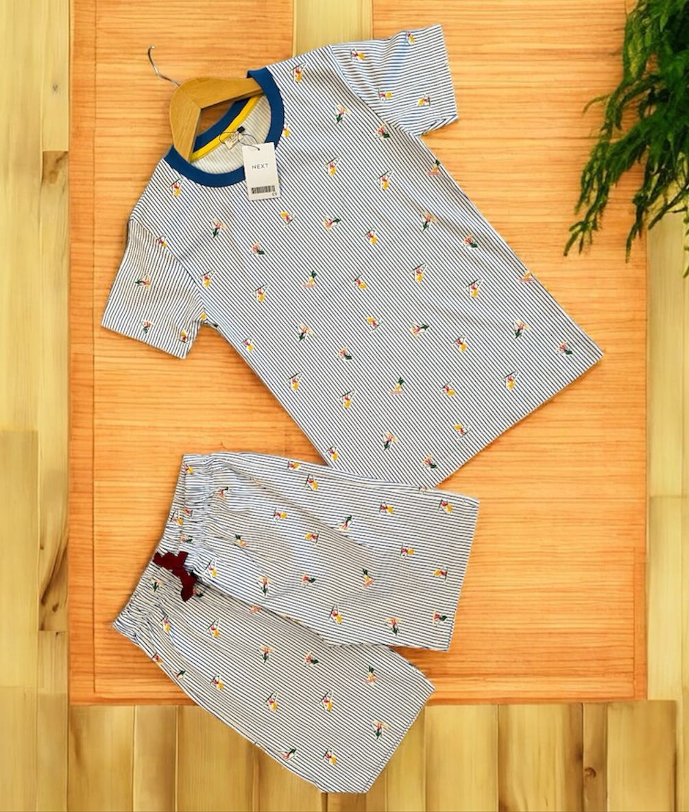 Shorts Sleeves Tshirt with Shorts Sets (Stripes)) - sanright