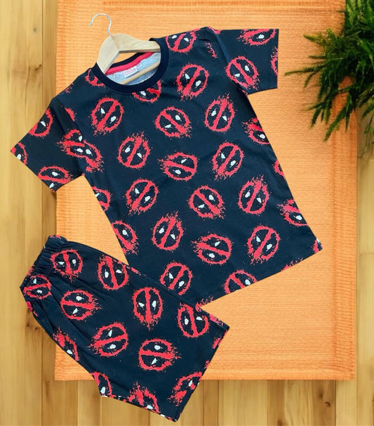 Shorts Sleeves Tshirt with Shorts Sets (Marvel Red) - sanright