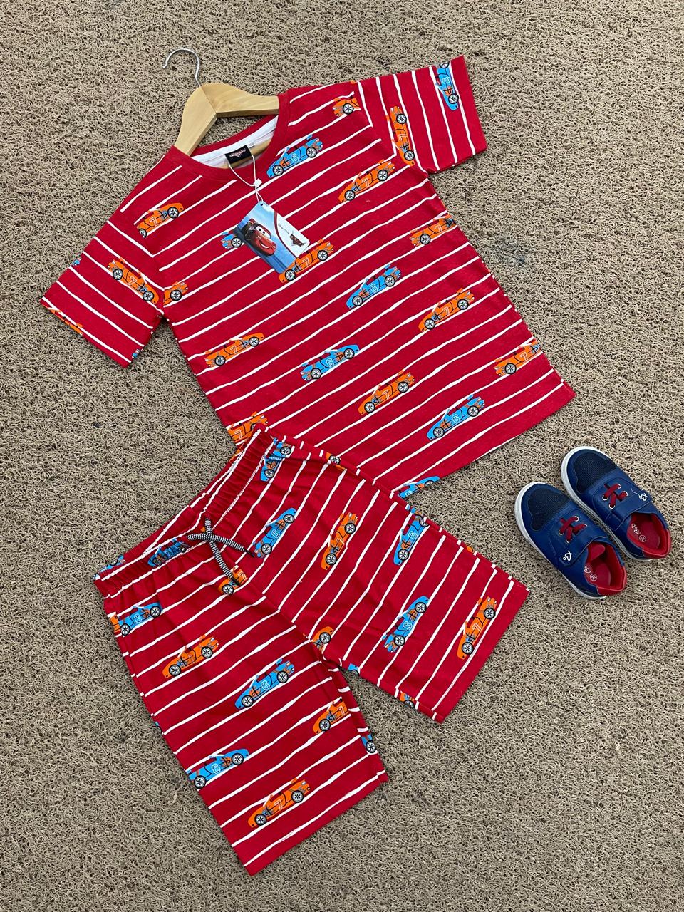 Shorts Sleeves Tshirt with Shorts Sets (Red Car) - sanright