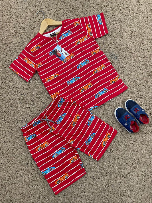 Shorts Sleeves Tshirt with Shorts Sets (Red Car) - sanright