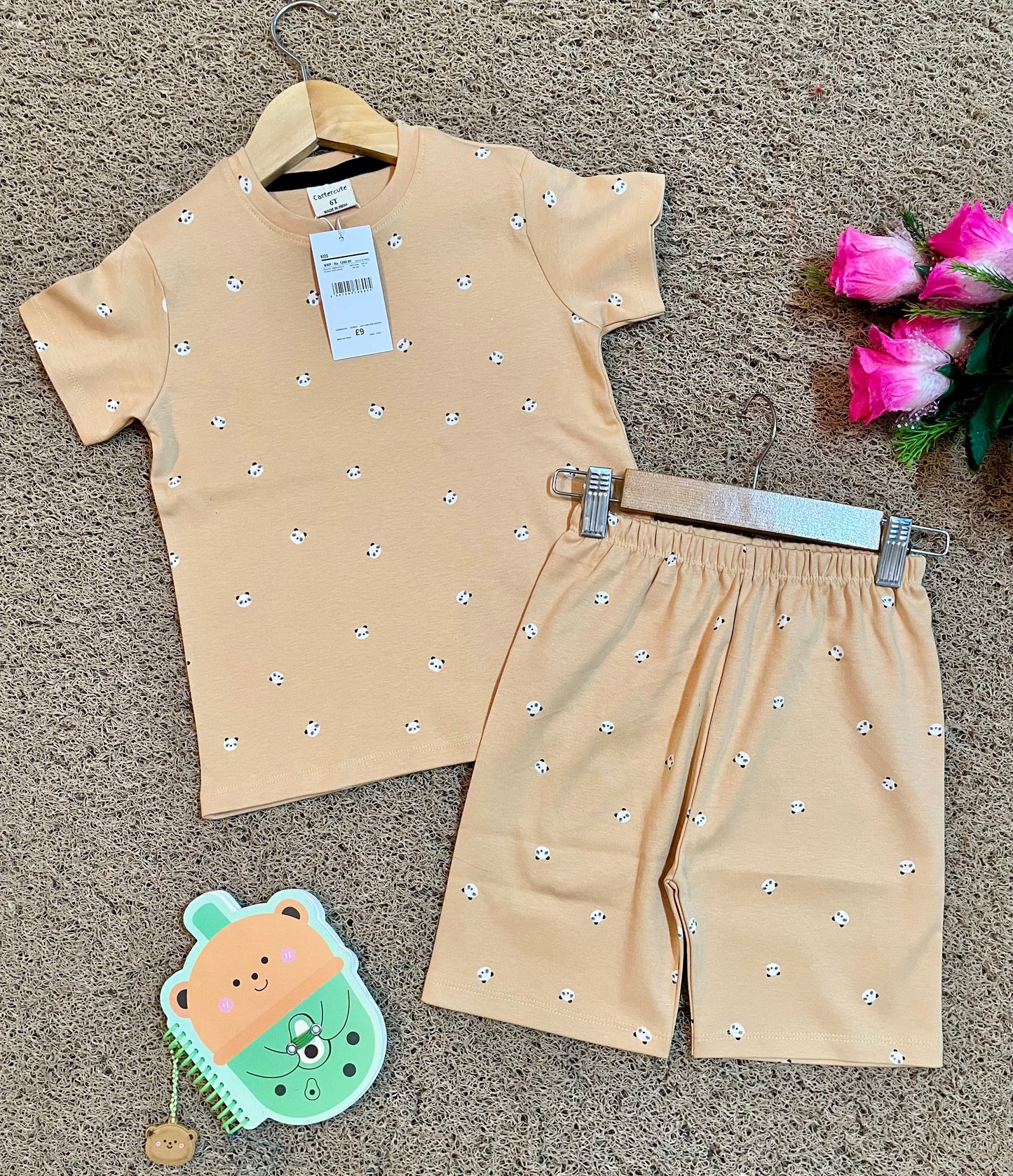 Shorts Sleeves Tshirt with Shorts Sets (Yellow Panda) - sanright