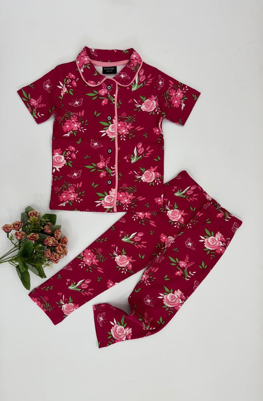 Premium Collar T-Shirt with Pant (Bright Red)