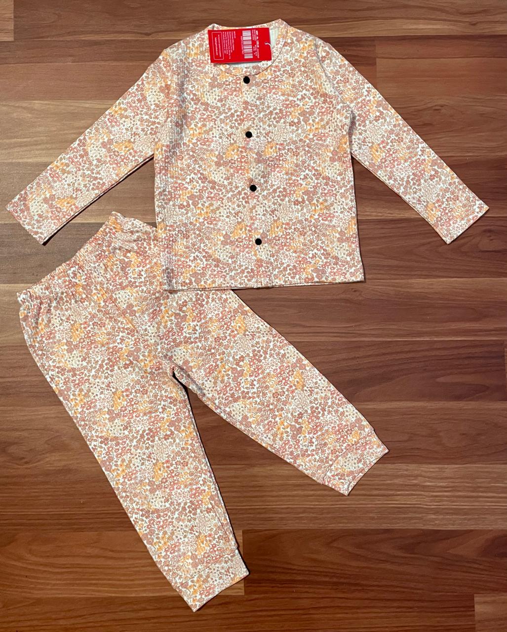 Kid's Front Open Lounge Wear Sets (Crushed Flowers)