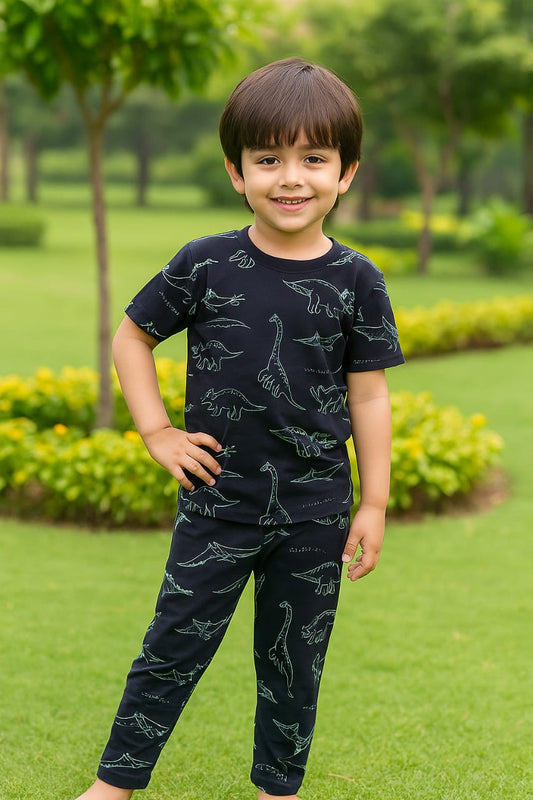 Half Sleeves Pajama Set (Big Dino)