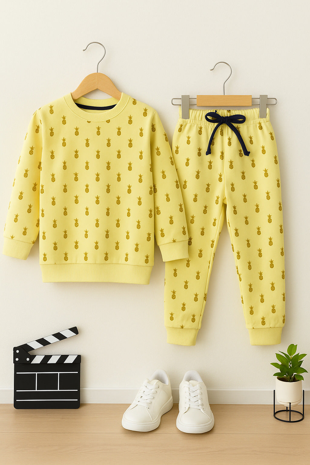 Kids’ Loungewear Winter set (Yellow Pineapple)  (3-12 Yrs)