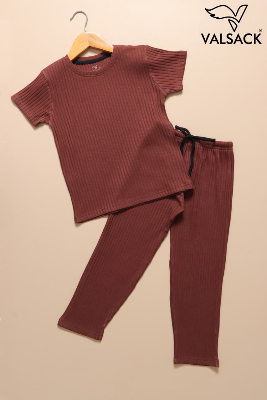 (AC103) - Exclusive Plain Ribbed Airport Co-Ords (Brown)