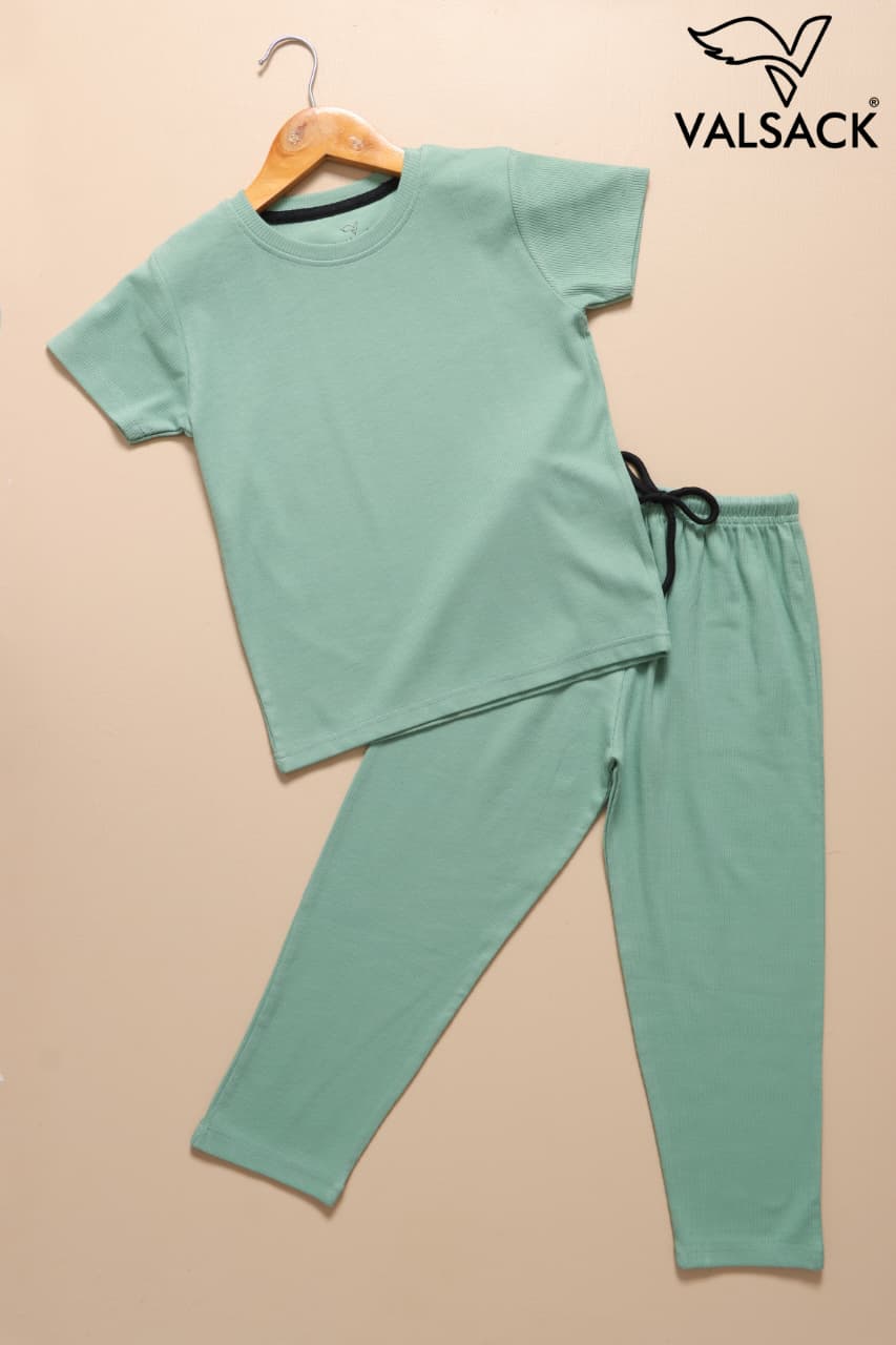 (AC114) - Exclusive Plain Ribbed Airport Co-Ords ( Pista Green )
