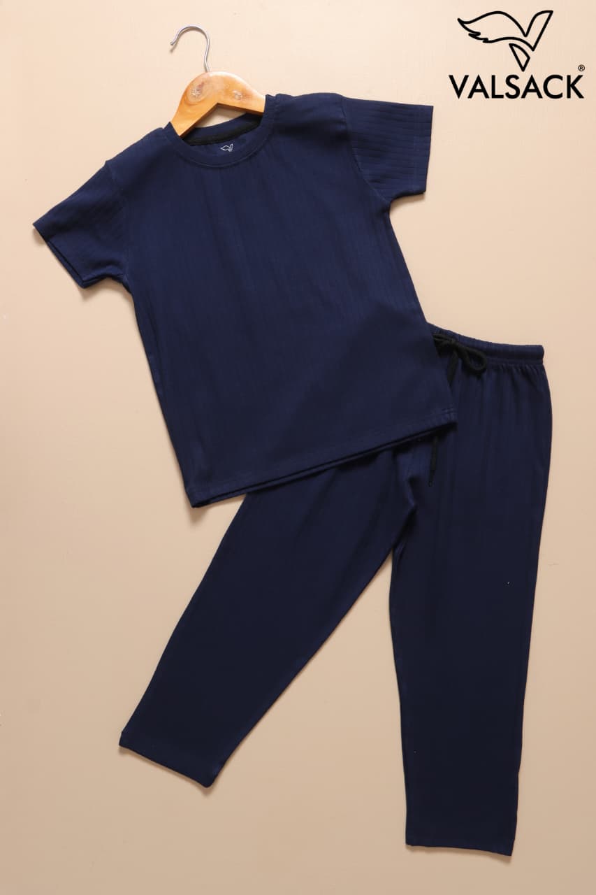 (AC111) - Exclusive Plain Ribbed Airport Co-Ords (Dark Navy)