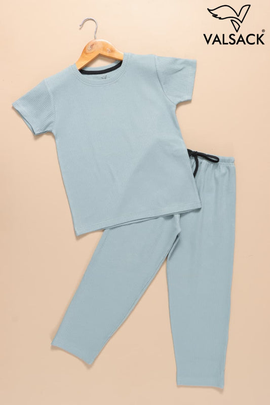 (AC108) - Exclusive Plain Ribbed Airport Co-Ords (Pewter)