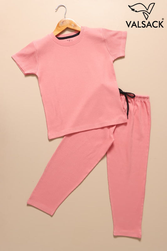 (AC107) - Exclusive Plain Ribbed Airport Co-Ords (Dark Peach)