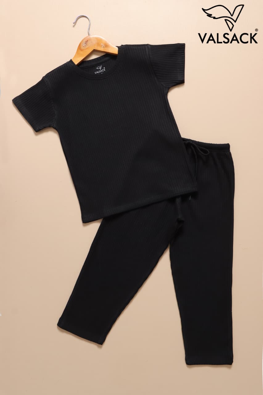 (AC101) - Exclusive Plain Ribbed Airport Co-Ords (Black)
