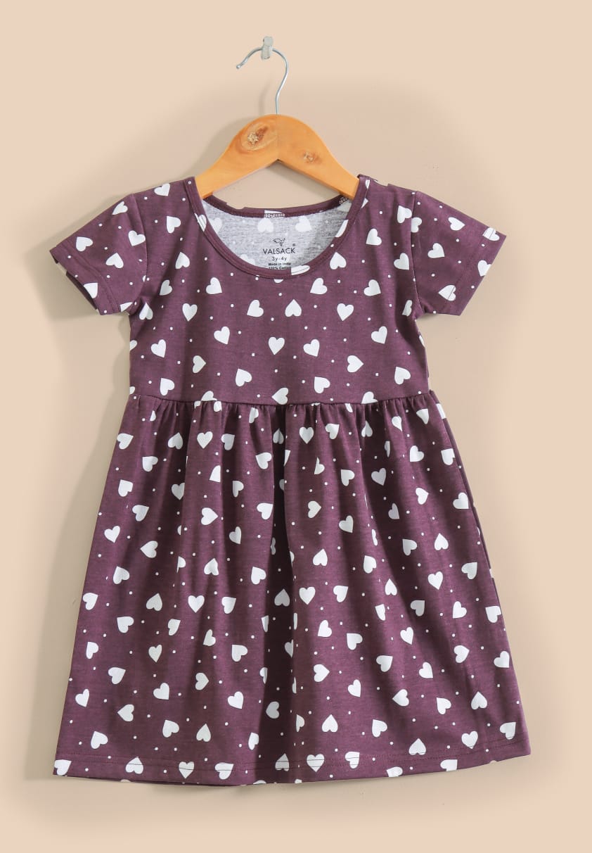 Half Sleeves Cotton Frocks (Grape hearts❤ New)