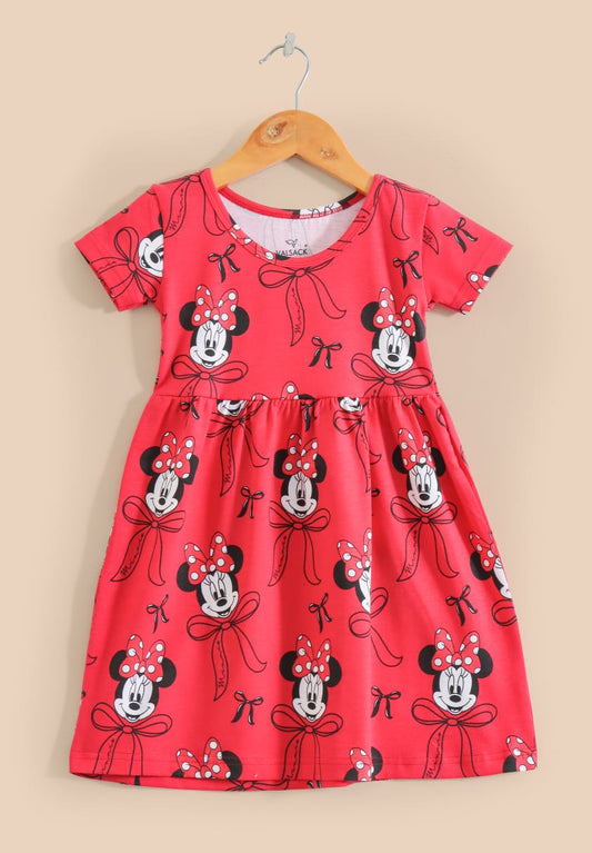 Half Sleeves Cotton Frocks (Big Minnie with BOW)