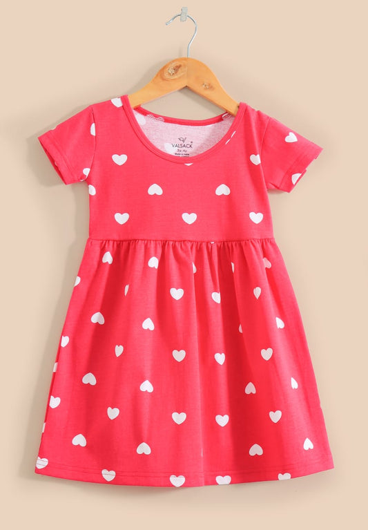 Half Sleeves Cotton Frocks (Red hearts❤ New)