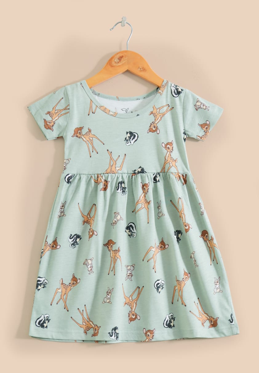 Half Sleeves Cotton Frocks (Cute Deer)