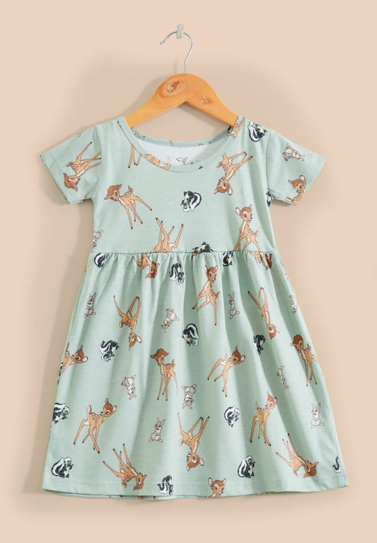 Half Sleeves Cotton Frocks (Cute Deer)