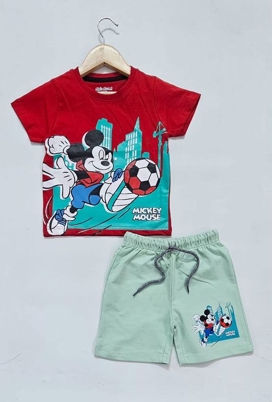 Airport - 🧸 Kids Cartoon Co-ord Set – Half Sleeves T-shirt + Shorts (Micky)