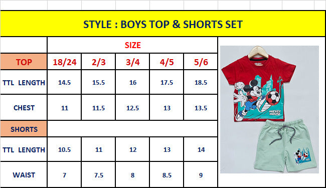 Airport - 🧸 Kids Cartoon Co-ord Set – Half Sleeves T-shirt + Shorts (Green Ship)
