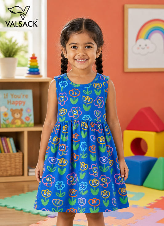 Sleeveless Cotton Frocks ( Colorful flower)