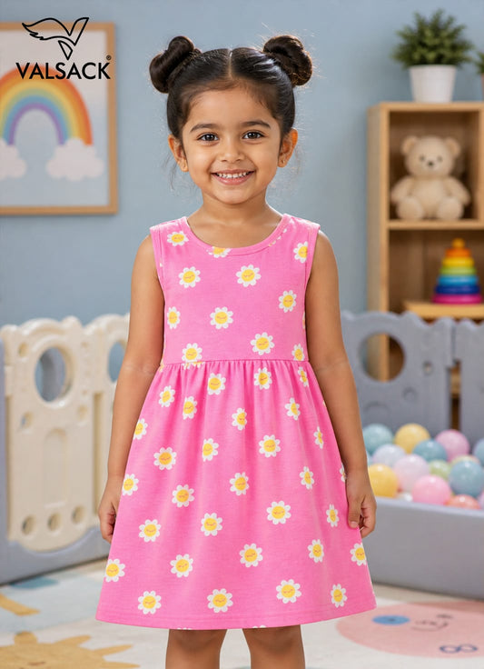 Sleeveless Cotton Frocks ( Pink Smile)