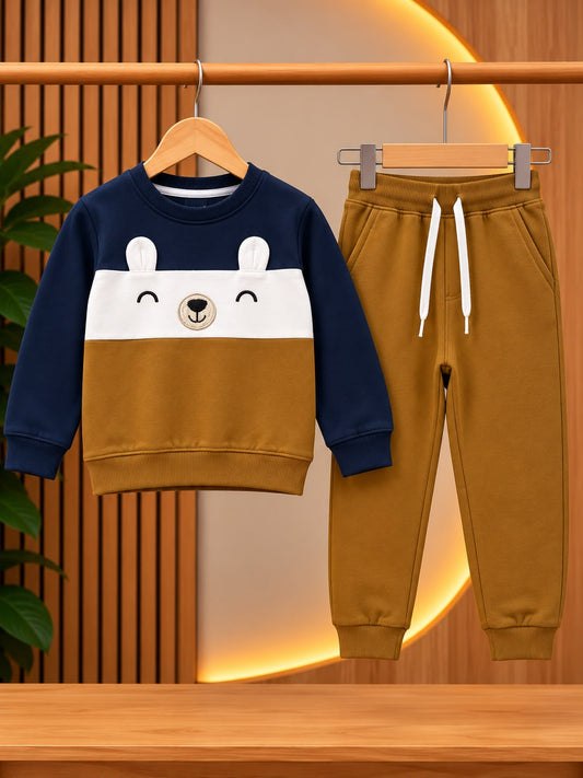 Korean Winter Set for Toddlers & Kids - Navy & White Teddy